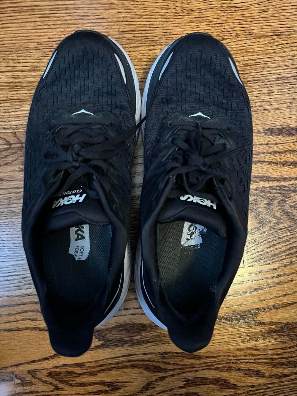 Hoka Clifton 8 Women's Running Shoes Black and White Size 8